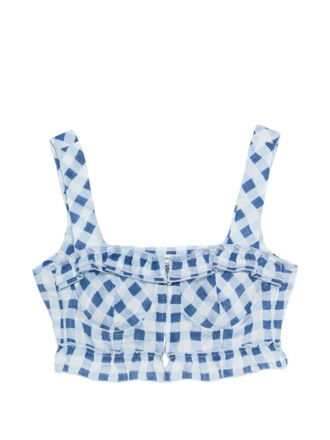 SANDRO gingham linen crop top Blue SFPTO00896