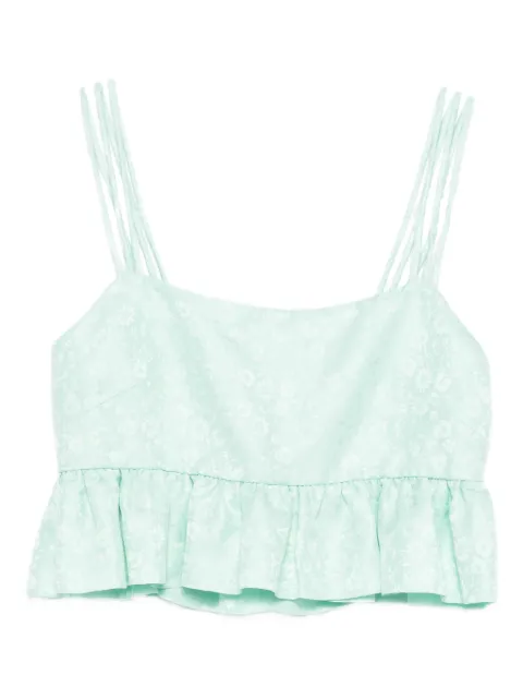 SANDRO floral-pattern ruffled top Green SFPTO00850