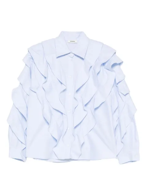 SANDRO ruffled cotton shirt Blue SFPCM01569