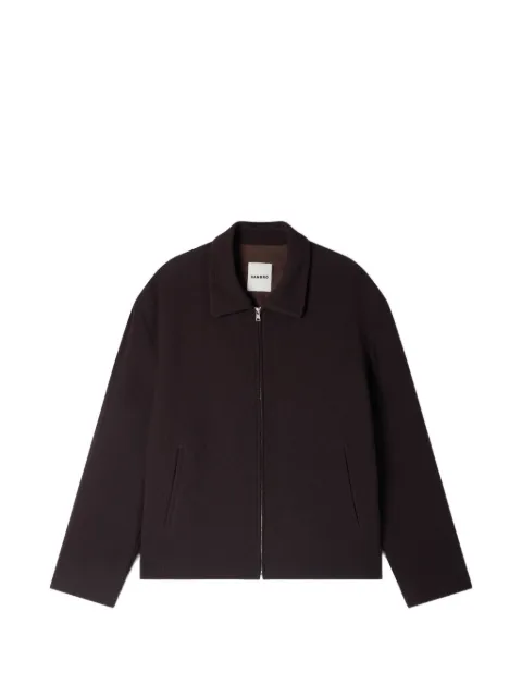 SANDRO waffled regular collar zip jacket Brown SHPBL01252