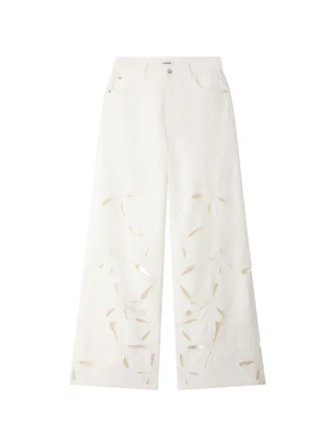 SANDRO wide-leg embroidered jeans White SFPJE00845
