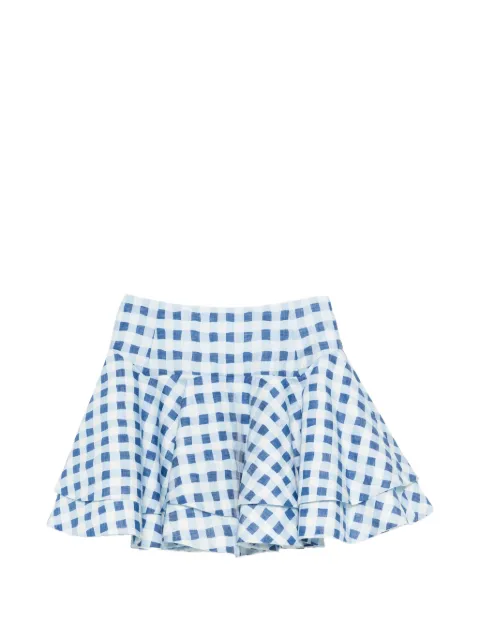 SANDRO mini gingham linen skirt White SFPJU01613