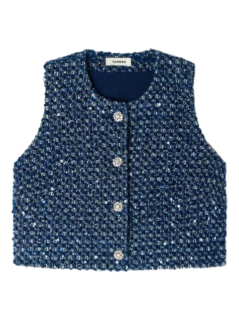 SANDRO sequin crop top Blue SFPTO00893