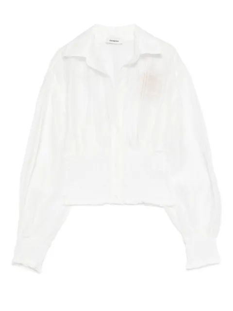 SANDRO smocked linen shirt White SFPCM01573