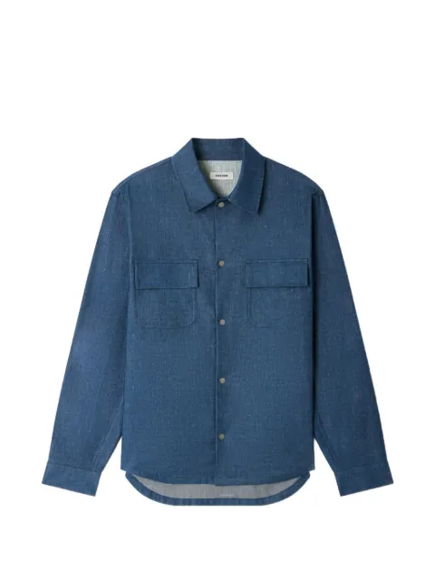 SANDRO denim-effect cotton and linen shirt Blue SHPCM01602