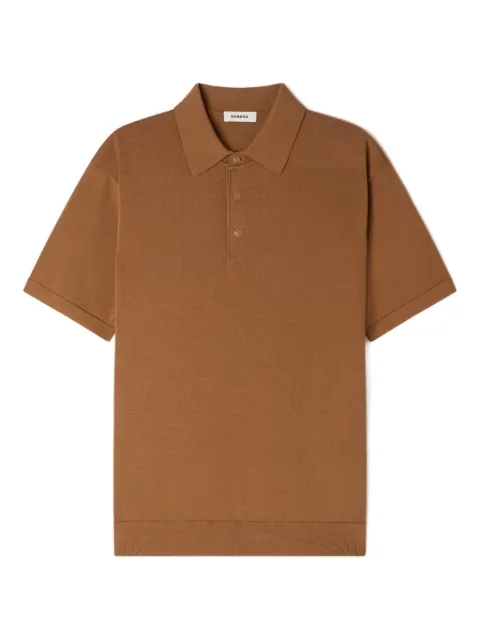 SANDRO cotton and silk polo shirt Brown SHPTR00757