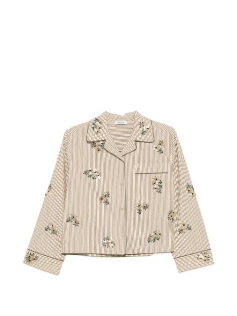 SANDRO striped shirt, floral embroidery Neutrals SFPCM01675