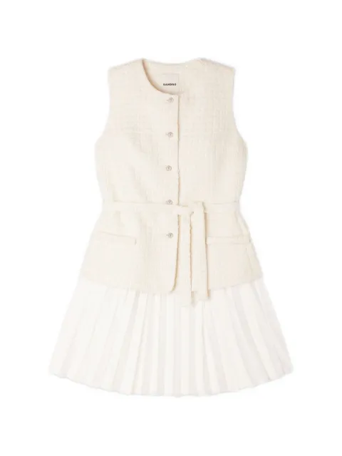 SANDRO two-material mini dress Neutrals SFPRO04669