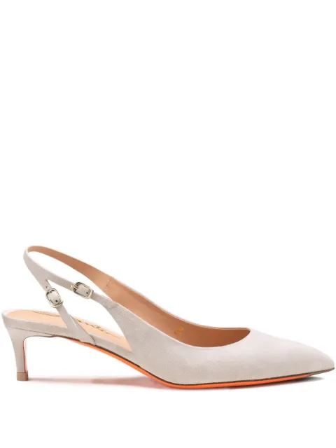 Santoni 45mm mid-heel suede pumps Neutrals WDLQ71407HA2NMGD