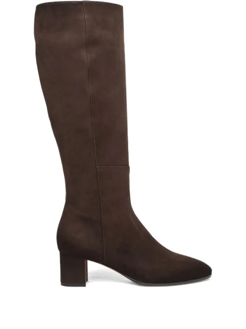 Santoni 50mm suede mid-heel boots Brown WSCB59611HI2NAEA