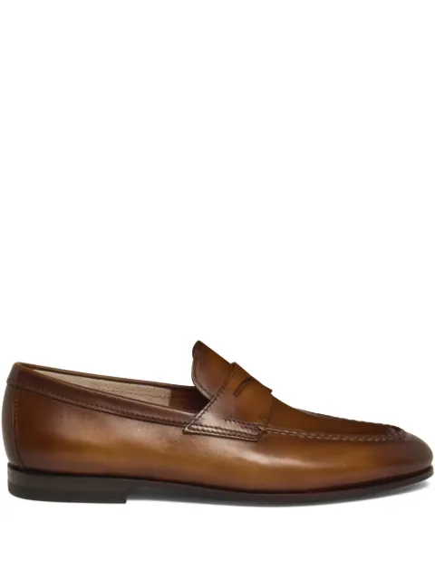 Santoni leather penny loafers Brown MCNC18007SA4SLAS