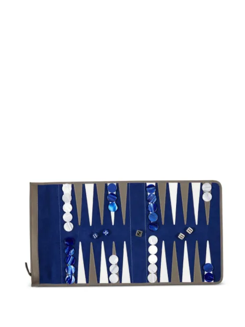 Hector Saxe leather travel backgammon (51cm x 28cm) Blue BV08