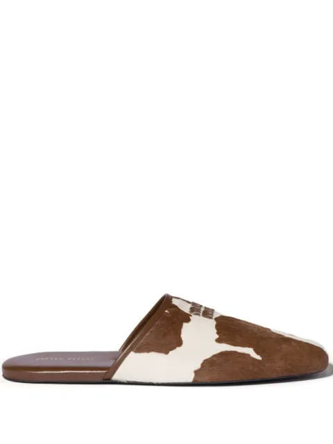 Miu Miu printed leather slippers Brown 5R471EF005ASA