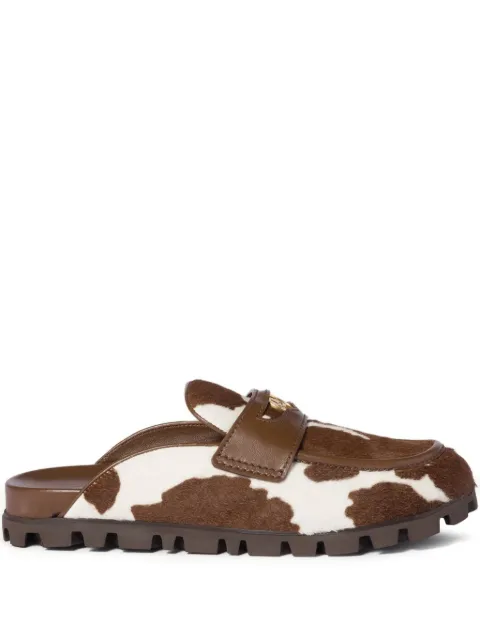 Miu Miu band logo-coin calf hair mules Brown 5D377EF010ASA