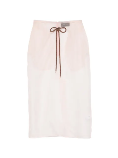 Simone Rocha sheer frayed column midi skirt Pink 31910360