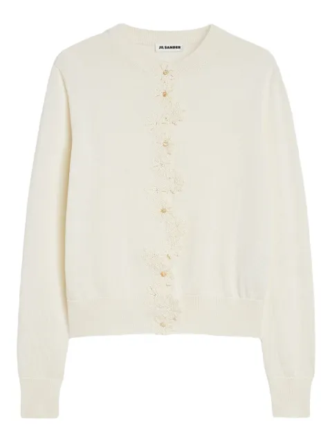 Jil Sander crochet-flowers cardigan White J02HP0054J18365
