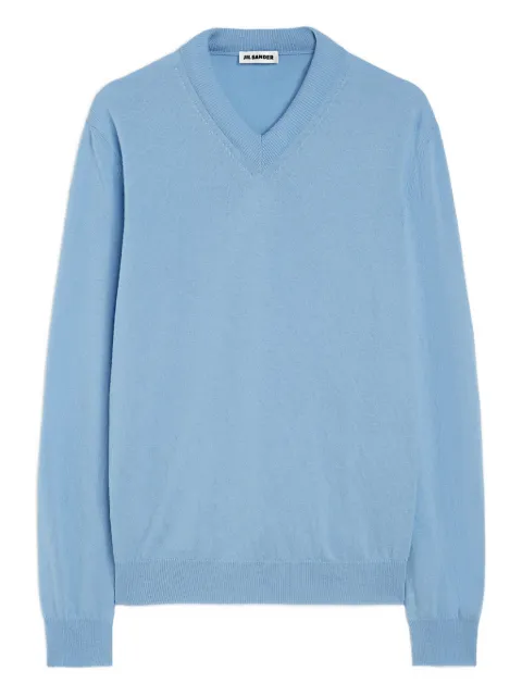 Jil Sander lightweight wool V-neck sweater Blue J61GP0016J14823