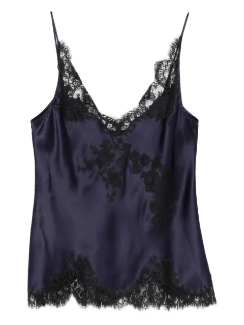 Carine Gilson V-neck lace-detail slip Blue JL0818DSC26MBLBLK