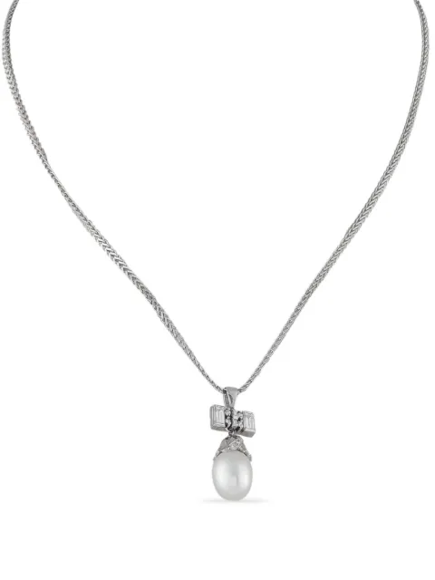 LB Exclusive platinum diamond and pearl necklace Silver MF24101525