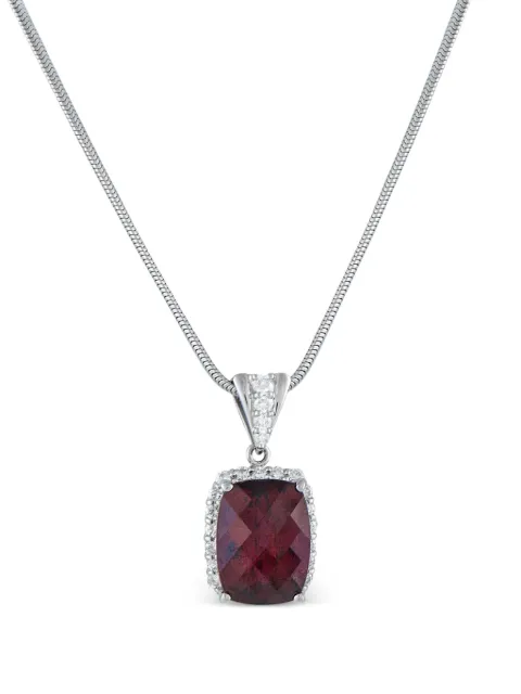 LB Exclusive platinum pendant diamond and rhodolite garnet necklace Silver MF46101525
