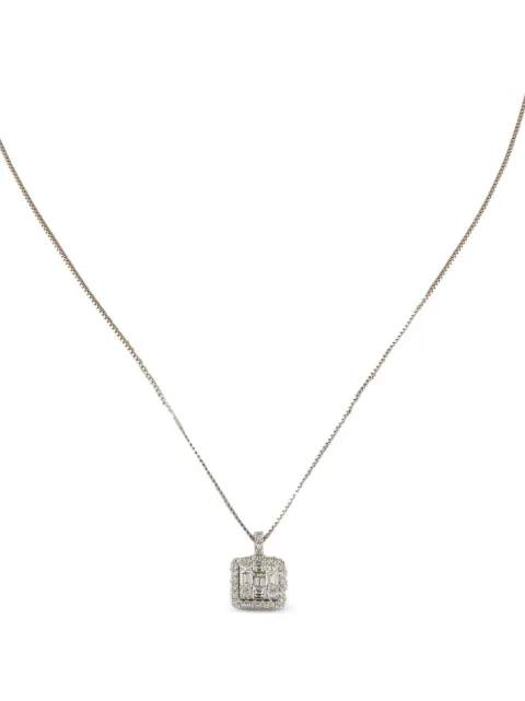 LB Exclusive platinum diamond square-pendant necklace Silver MF26101525