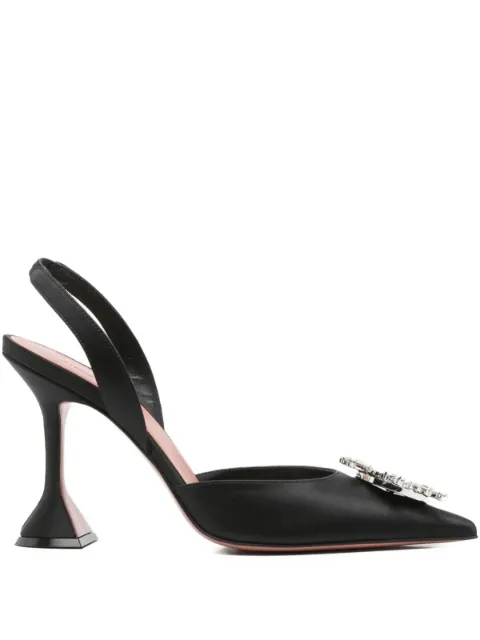 Amina Muaddi 95mm crystal-embellished Begum sling mules Black BEGUMSLING95