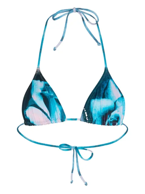 Jean Paul Gaultier rose-print bikini top Blue 2425FSG032J543