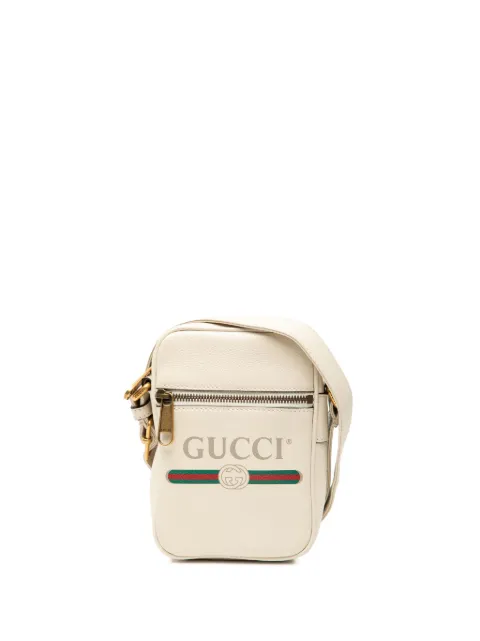 Gucci Pre-Owned 2000-2015 Mini Grained Calfskin Logo crossbody bag White NKH0JFWQ9M5G8IUT