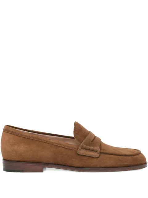 Gianvito Rossi 20mm Georgie penny-strap suede loafers Brown G2534651CUOVLU