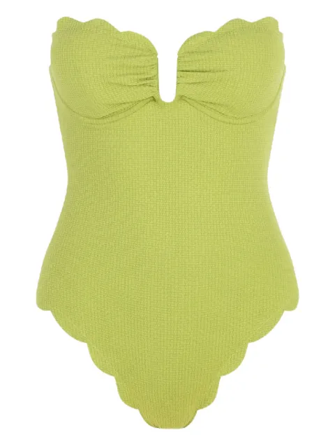 Marysia Lisbon scalloped-hem swimsuit Green 2503WDR022M00157
