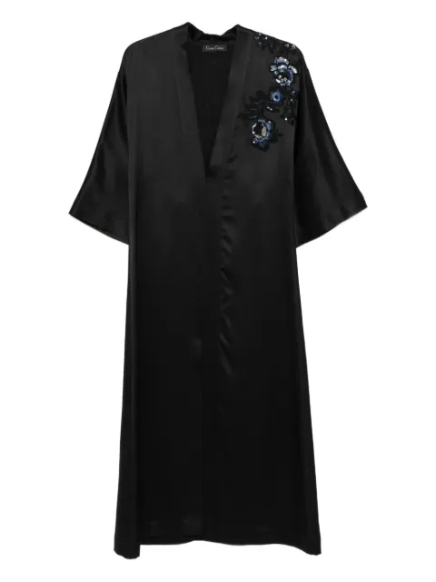 Carine Gilson V-neck embroidered night gown Black 2503WDR022M00161