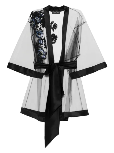 Carine Gilson embroidered short-sleeves robe Black 2503WDR022M00157