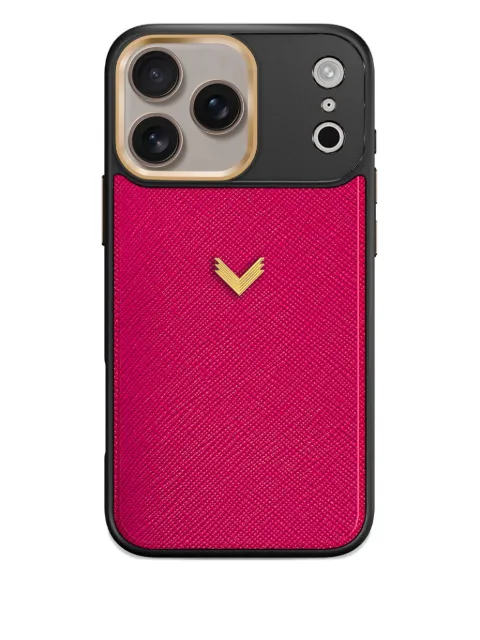 VELANTE Montserrat iPhone 17 Pro Saffiano-leather phone case Pink 01PSRGAI17PGRHUBARB2