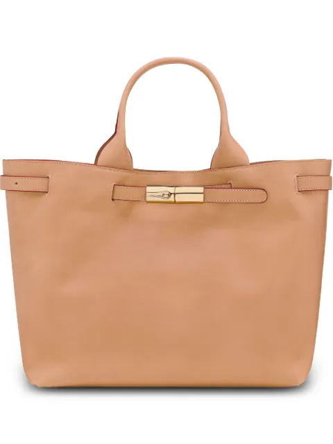 Longchamp Le Roseau L leather tote bag Brown 10327HIU514