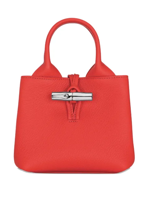 Longchamp mini Le Roseau grained-leather tote bag Red 10278HFP108