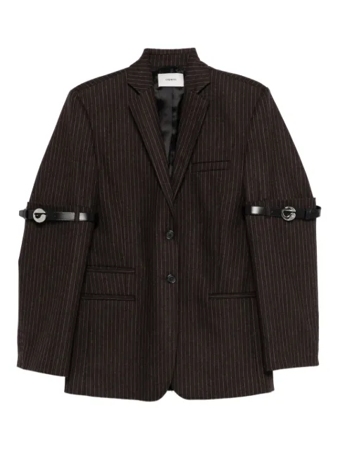 Coperni belted-sleeve pinstriped blazer Brown COPV37F1015