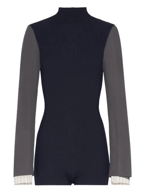 Jean Paul Gaultier ribbed long-sleeve bodysuit Blue 2504WPO037K017