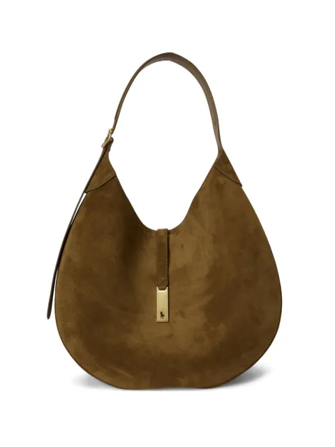 Polo Ralph Lauren large Polo ID suede shoulder bag Green 428922881007