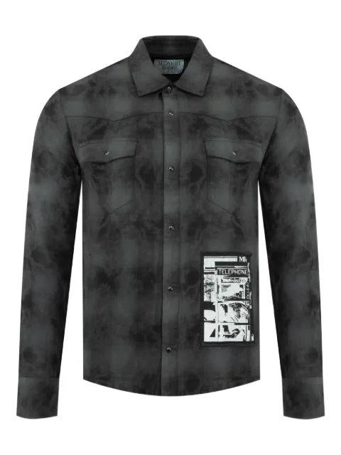 MIDNIGHT RODEO flannel -pached shirt Black MRT46