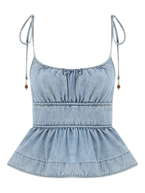 ZIMMERMANN Wanderlust ruffled denim cami Blue 5467TRS262