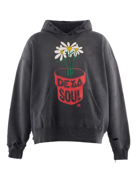 SAINT MXXXXXX x De La Soul distressed graphic hoodie Grey SMHR10000C19