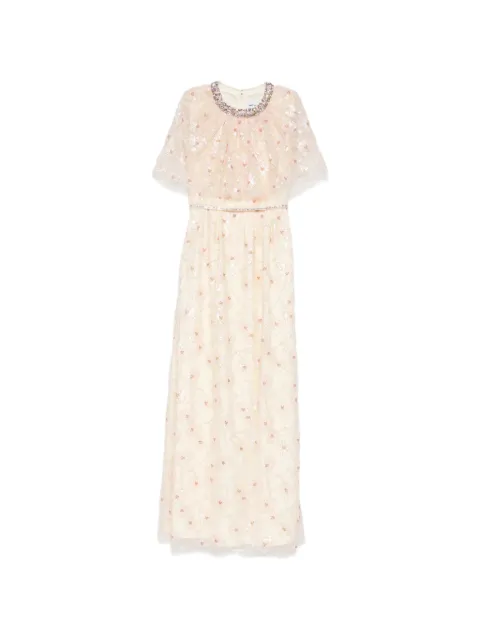 Self-Portrait sequined-florals embellished dress Neutrals RS26508XCH
