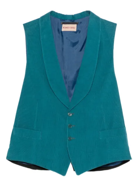 Romeo Gigli Pre-Owned 1990s shawl-collar gilet Blue RG280RG