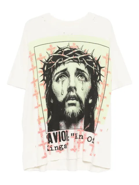 HELLSTAR distressed graphic-print T-shirt White HSPS26TE1WHT