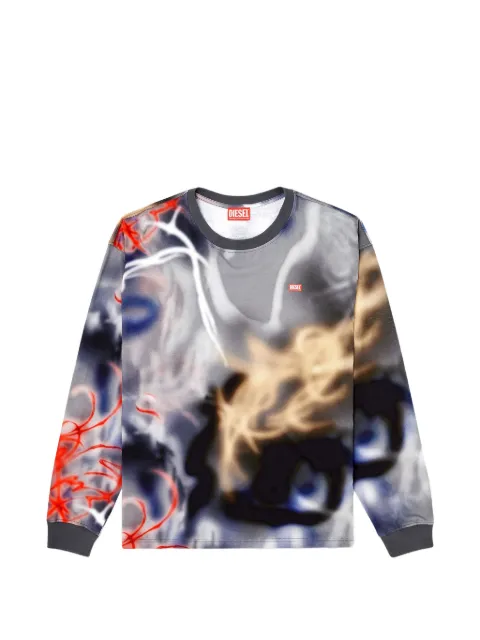 Diesel long-sleeve graffiti-print T-shirt Grey A217900WICM