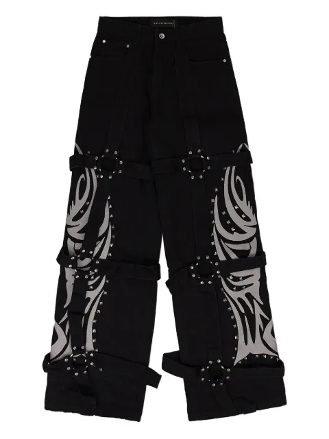 Who Decides War Bondage Winged-logo jeans Black 1121030002SS24