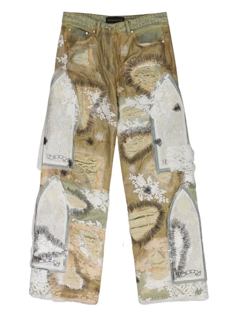 Who Decides War overdyed lace bootcut jeans Neutrals 3120280022SS24