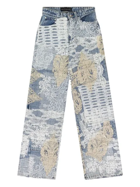 Who Decides War grid lace straight-fit jeans Blue 11200700008AW23