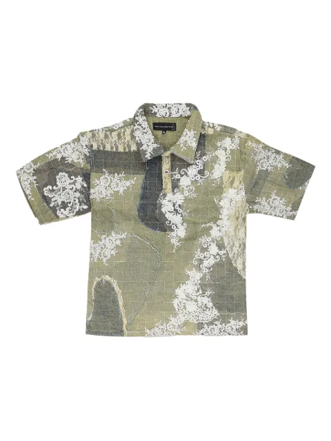 Who Decides War lace-detail patchwork polo shirt Green 1110360009SS24