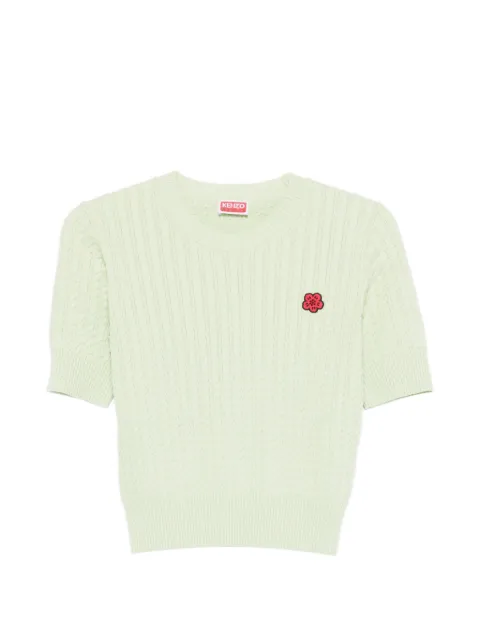 Kenzo cable-knit logo-appliqué T-shirt Green FG52TO6273LK